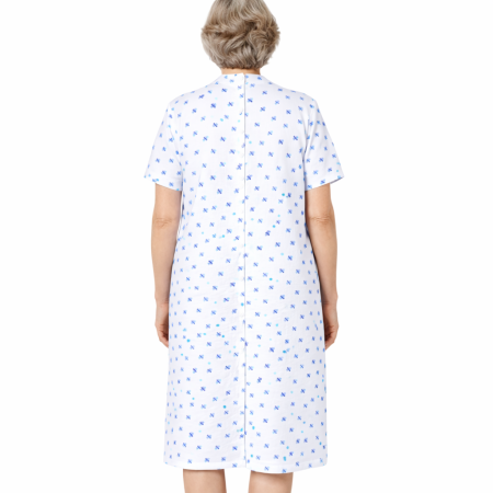 Chemise de nuit femme senior médicalisée ouverture dos par pressions