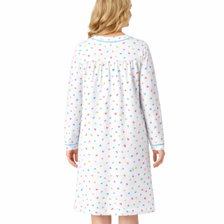 Chemise de nuit ouverte à l'avant femme senior motif papillon dos