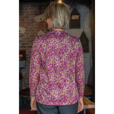 Chemise médicalisée femme senior ouverture dos coloris bordeaux vue dos