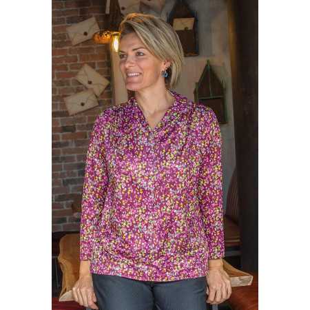 Chemise médicalisée femme senior ouverture dos coloris bordeaux