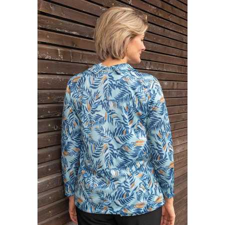 Chemisier fluide médicalisé ouverture dos femme senior - coloris bleu vue dos