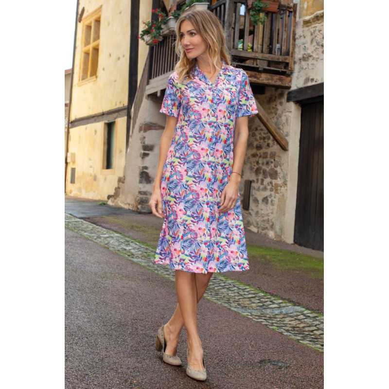 Robe médicalisée femme senior ouverture dos coloris multicolore