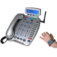 Téléphone avec assistance CL600 et main avec bracelet urgence