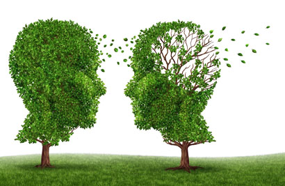 Image de 2 arbres en forme de têtes qui symbolisent la vie avec quelqu'un qui a la maladie d'Alzheimer