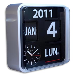 Calendrier horloge flip-flap en français