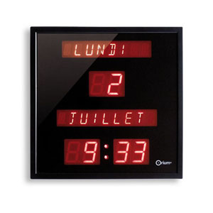 Horloge calendrier radio-controlée digitale en français