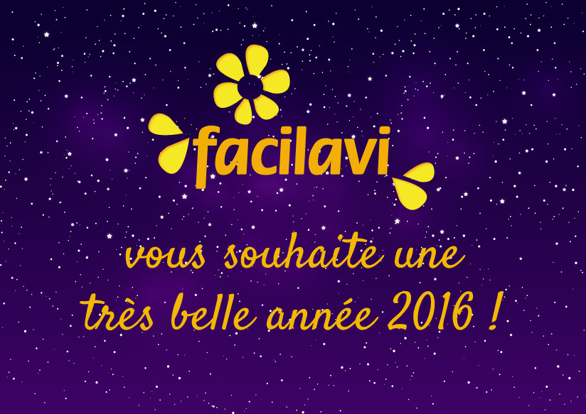 Bonne année 2016 sur ciel étoilé