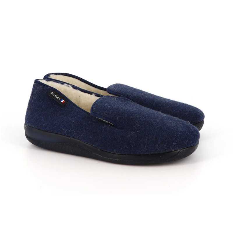 Charentaises Airplum pour homme bleu marine avec semelle antidérapante noire